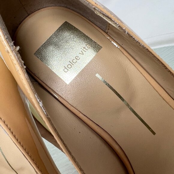 Dolce Vita Dorothy Nude Patent Pumps Platform Slip On Round Toe Formal Women's 7 - Picture 9 of 10